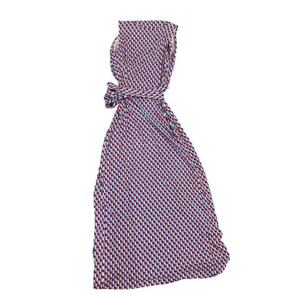 Diane von Furstenberg Maxi Wrap Dress Red/Blue Geometric Print Size‎ S Viscose - Picture 9 of 14